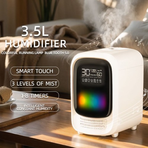 Intelligent Humidifier with Bluetooth Music, UV-C Deep Sterilization and Quiet Operation.